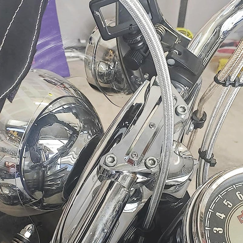 VPZMT Anti-Slip 1'' Top Clamp Handlebar Risers for Harley/Electra Glide/Road Glide/Street Glide/Road King/Touring 1997-2025 Models, Chrome - Image 2
